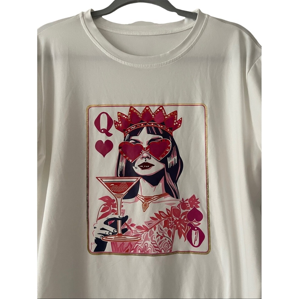 Women's Queen Playing Card Casino Vegas T Shirt L/XL